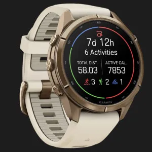 Garmin Fenix 9 Pro 43mm LTE AMOLED Sapphire Autumn Gold Titanium with Cream/French Gray Silicone Band