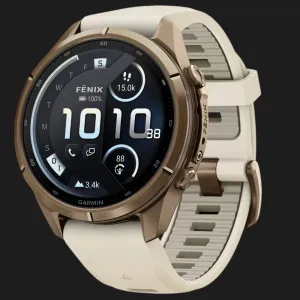 Garmin Fenix 9 Pro 43mm LTE AMOLED Sapphire Autumn Gold Titanium with Cream/French Gray Silicone Band