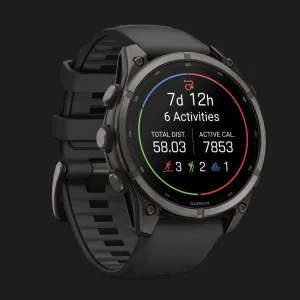 Garmin Fenix 9 47mm AMOLED Sapphire Carbon Gray DLC Titanium with Black Silicone Band