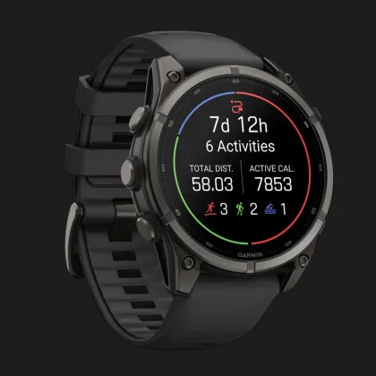 Garmin Fenix 9 47mm AMOLED Sapphire Carbon Gray DLC Titanium with Black Silicone Band