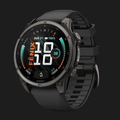 Garmin Fenix 9 47mm AMOLED Sapphire Carbon Gray DLC Titanium with Black Silicone Band