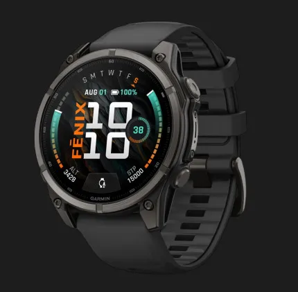 Garmin Fenix 9 47mm AMOLED Sapphire Carbon Gray DLC Titanium with Black Silicone Band