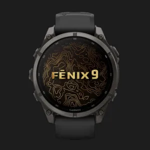 Garmin Fenix 9 47mm AMOLED Sapphire Carbon Gray DLC Titanium with Black Silicone Band