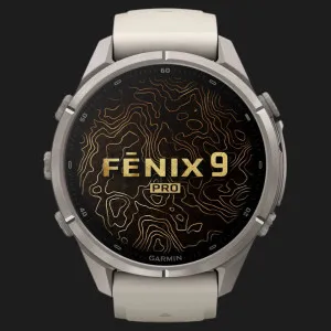 Garmin Fenix 9 Pro 43mm LTE AMOLED Sapphire Titanium with Fog Gray/Dark Sandstone Silicone Band