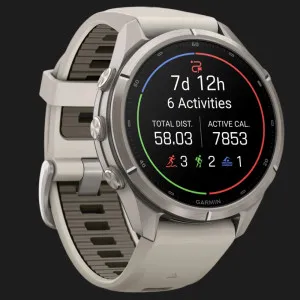 Garmin Fenix 9 Pro 43mm LTE AMOLED Sapphire Titanium with Fog Gray/Dark Sandstone Silicone Band