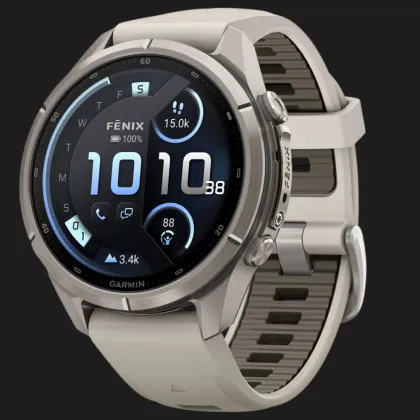 Garmin Fenix 9 Pro 43mm LTE AMOLED Sapphire Titanium with Fog Gray/Dark Sandstone Silicone Band