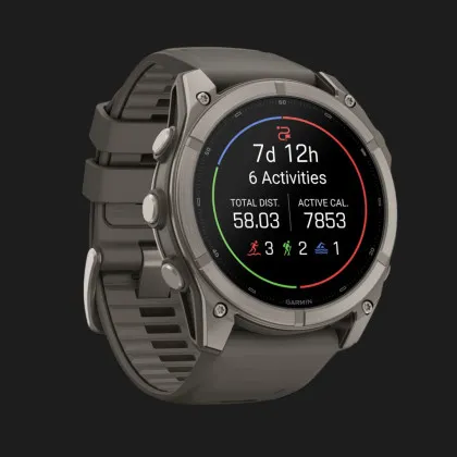 Garmin Fenix 9 51mm AMOLED Sapphire Titanium with Pebble Gray Silicone Band