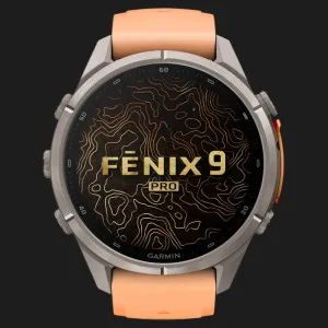 Garmin Fenix 9 Pro 43mm LTE AMOLED Sapphire Titanium with Shell Pink/Autumn Orange Silicone Band