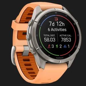 Garmin Fenix 9 Pro 43mm LTE AMOLED Sapphire Titanium with Shell Pink/Autumn Orange Silicone Band