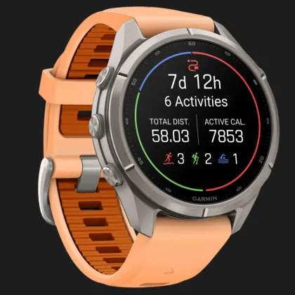 Garmin Fenix 9 Pro 43mm AMOLED Sapphire Titanium with Shell Pink/Autumn Orange Silicone Band