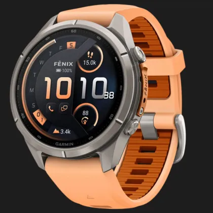 Garmin Fenix 9 Pro 43mm LTE AMOLED Sapphire Titanium with Shell Pink/Autumn Orange Silicone Band