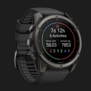 Garmin Fenix 9 51mm AMOLED Sapphire Carbon Gray DLC Titanium with Black Silicone Band