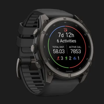 Garmin Fenix 9 51mm AMOLED Sapphire Carbon Gray DLC Titanium with Black Silicone Band