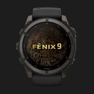 Garmin Fenix 9 51mm AMOLED Sapphire Carbon Gray DLC Titanium with Black Silicone Band