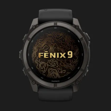Garmin Fenix 9 51mm AMOLED Sapphire Carbon Gray DLC Titanium with Black Silicone Band
