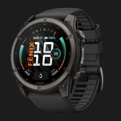 Garmin Fenix 9 51mm AMOLED Sapphire Carbon Gray DLC Titanium with Black Silicone Band