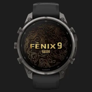 Garmin Fenix 9 Pro 47mm AMOLED Sapphire Carbon Gray DLC Titanium with Black/Pebble Gray Silicone Band