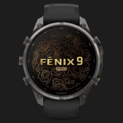Garmin Fenix 9 Pro 47mm AMOLED Sapphire Carbon Gray DLC Titanium with Black/Pebble Gray Silicone Band