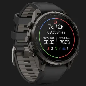 Garmin Fenix 9 Pro 47mm AMOLED Sapphire Carbon Gray DLC Titanium with Black/Pebble Gray Silicone Band