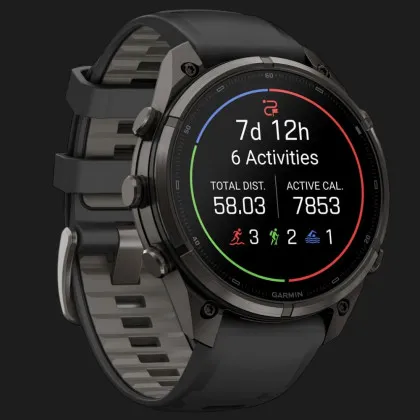 Garmin Fenix 9 Pro 47mm AMOLED Sapphire Carbon Gray DLC Titanium with Black/Pebble Gray Silicone Band