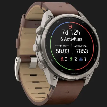 Garmin Fenix 9 Pro 47mm LTE AMOLED Sapphire Titanium with Walnut Leather Band