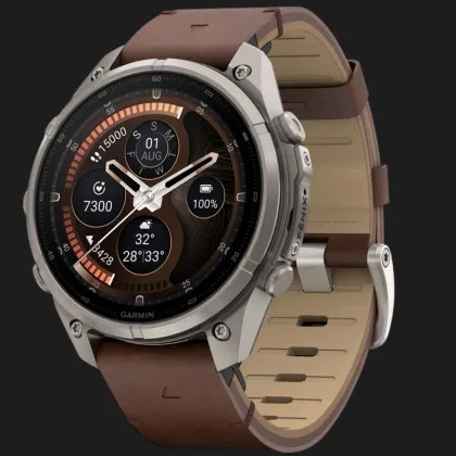 Garmin Fenix 9 Pro 47mm LTE AMOLED Sapphire Titanium with Walnut Leather Band