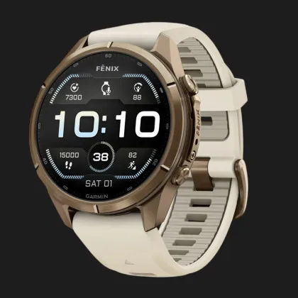 Garmin Fenix 9 Pro 43mm AMOLED Sapphire Autumn Gold Titanium with Cream/French Gray Silicone Band
