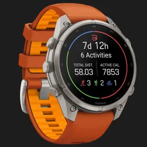 Garmin Fenix 9 Pro 47mm LTE AMOLED Sapphire Titanium with Autumn Orange/Spark Orange Silicone Band