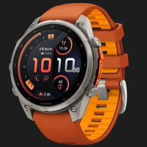 Garmin Fenix 9 Pro 47mm LTE AMOLED Sapphire Titanium with Autumn Orange/Spark Orange Silicone Band