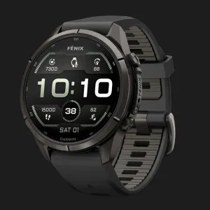 Garmin Fenix 9 Pro 43mm AMOLED Sapphire Carbon Gray DLC Titanium with Black/Pebble Gray Silicone Band