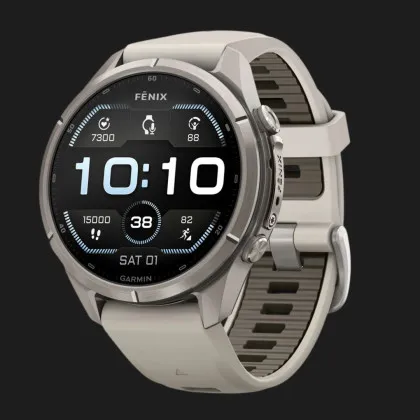 Garmin Fenix 9 Pro 43mm AMOLED Sapphire Titanium with Fog Gray/Dark Sandstone Silicone Band