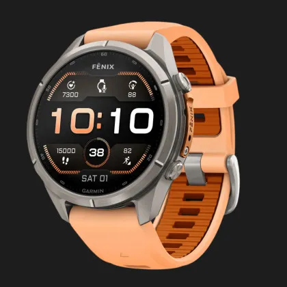 Garmin Fenix 9 Pro 43mm AMOLED Sapphire Titanium with Shell Pink/Autumn Orange Silicone Band