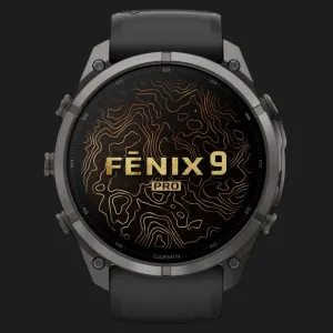 Garmin Fenix 9 Pro 51mm LTE AMOLED Sapphire Carbon Gray DLC Titanium with Black/Pebble Gray Silicone Band