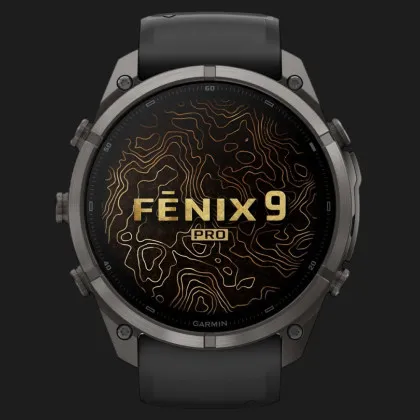 Garmin Fenix 9 Pro 51mm AMOLED Sapphire Carbon Gray DLC Titanium with Black/Pebble Gray Silicone Band