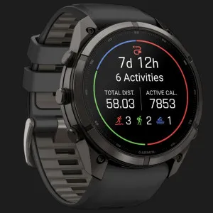 Garmin Fenix 9 Pro 51mm LTE AMOLED Sapphire Carbon Gray DLC Titanium with Black/Pebble Gray Silicone Band