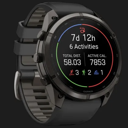 Garmin Fenix 9 Pro 51mm AMOLED Sapphire Carbon Gray DLC Titanium with Black/Pebble Gray Silicone Band