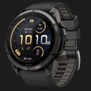 Garmin Fenix 9 Pro 51mm LTE AMOLED Sapphire Carbon Gray DLC Titanium with Black/Pebble Gray Silicone Band