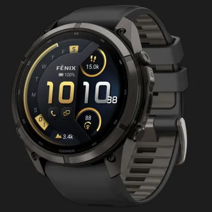 Garmin Fenix 9 Pro 51mm LTE AMOLED Sapphire Carbon Gray DLC Titanium with Black/Pebble Gray Silicone Band