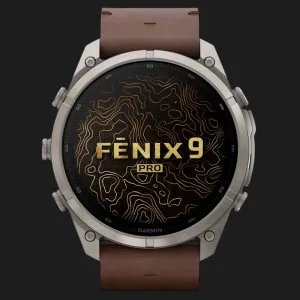Garmin Fenix 9 Pro 51mm LTE AMOLED Sapphire Titanium with Walnut Leather Band