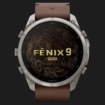 Garmin Fenix 9 Pro 51mm LTE AMOLED Sapphire Titanium with Walnut Leather Band