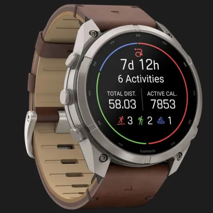 Garmin Fenix 9 Pro 51mm LTE AMOLED Sapphire Titanium with Walnut Leather Band