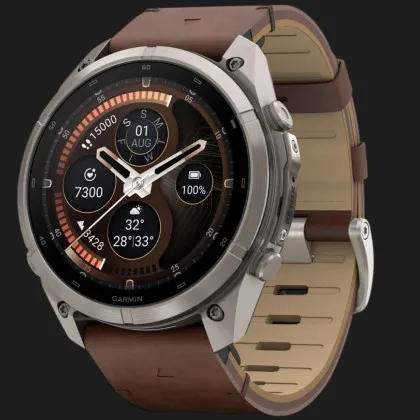 Garmin Fenix 9 Pro 51mm LTE AMOLED Sapphire Titanium with Walnut Leather Band