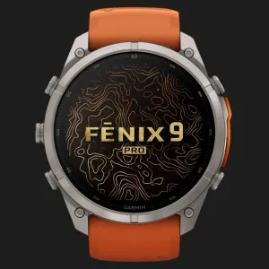 Garmin Fenix 9 Pro 51mm LTE AMOLED Sapphire Titanium with Autumn Orange/Spark Orange Silicone Band