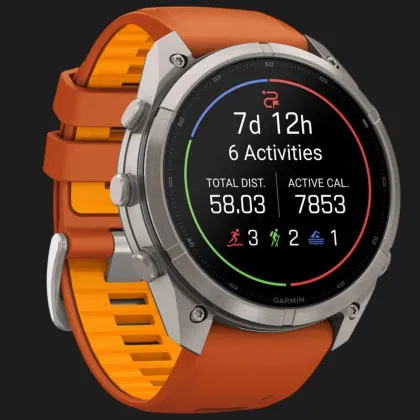 Garmin Fenix 9 Pro 51mm AMOLED Sapphire Titanium with Autumn Orange/Spark Orange Silicone Band
