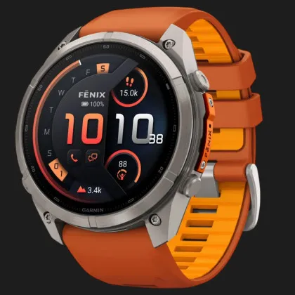 Garmin Fenix 9 Pro 51mm LTE AMOLED Sapphire Titanium with Autumn Orange/Spark Orange Silicone Band