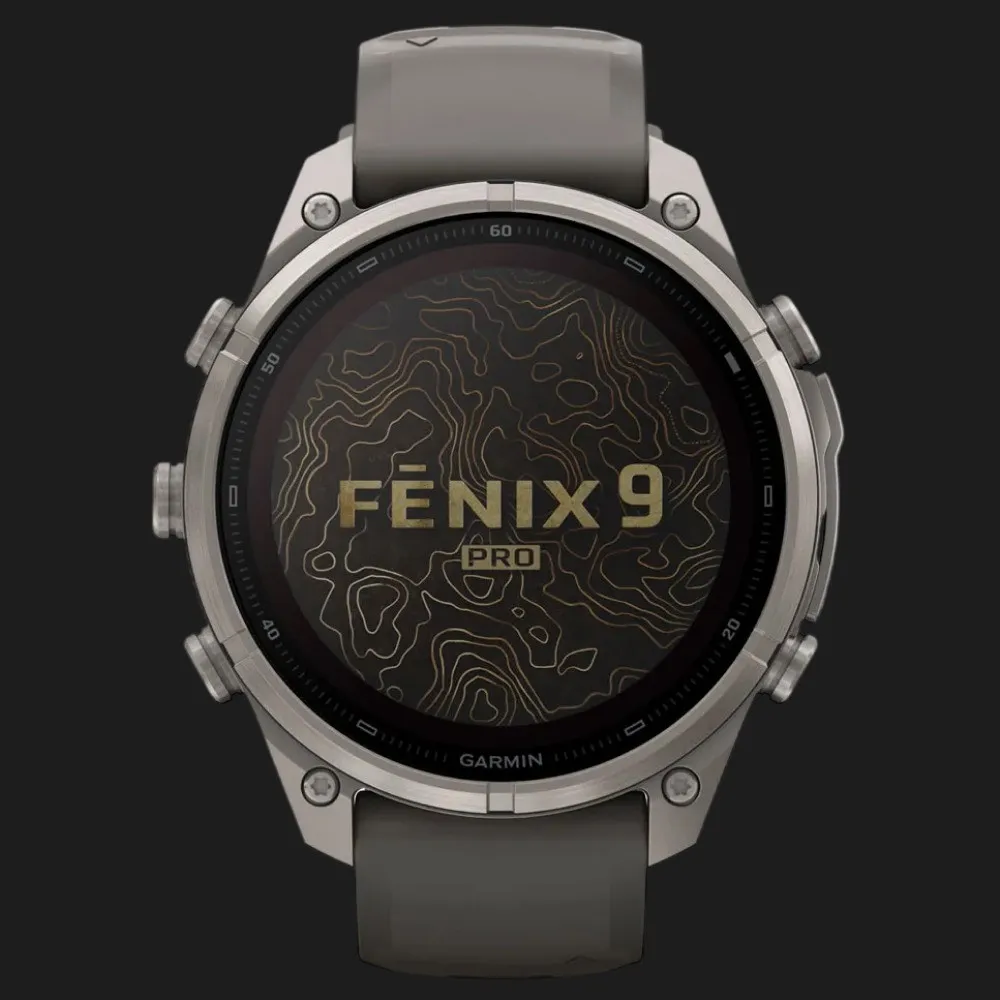 Garmin Fenix 9 Pro 47mm LTE Sapphire Solar Titanium with Pebble Gray/Silver Gray Silicone Band