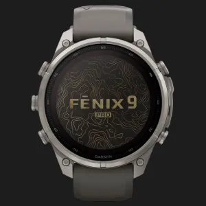 Garmin Fenix 9 Pro 47mm LTE Sapphire Solar Titanium with Pebble Gray/Silver Gray Silicone Band