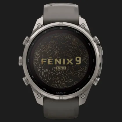Garmin Fenix 9 Pro 47mm LTE Sapphire Solar Titanium with Pebble Gray/Silver Gray Silicone Band