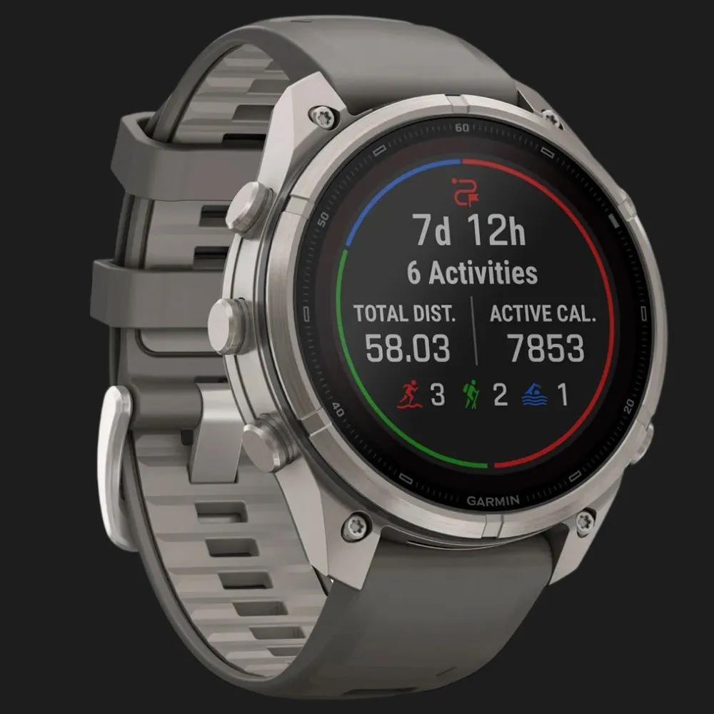 Garmin Fenix 9 Pro 47mm LTE Sapphire Solar Titanium with Pebble Gray/Silver Gray Silicone Band