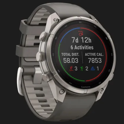 Garmin Fenix 9 Pro 47mm LTE Sapphire Solar Titanium with Pebble Gray/Silver Gray Silicone Band